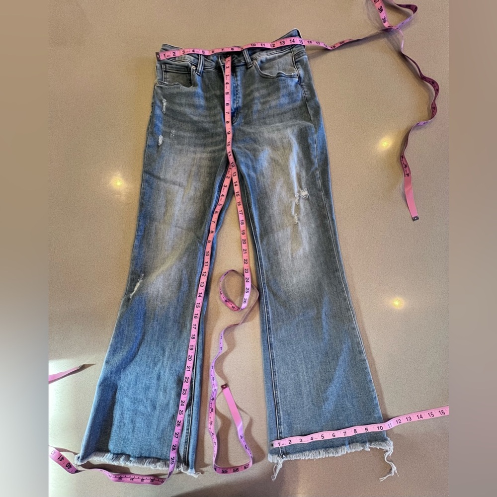 Risen Frayed hem jeans Flare Bell Bottom Sz 11 Waist 30 - Picture 2 of 10